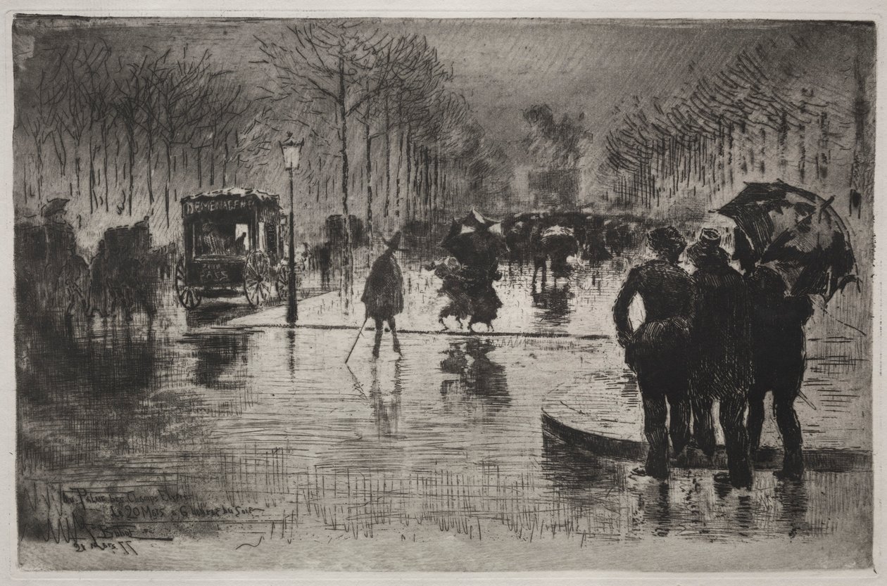 Taiteilijat palaavat salongista, 1877. tekijältä Felix Hilaire Buhot