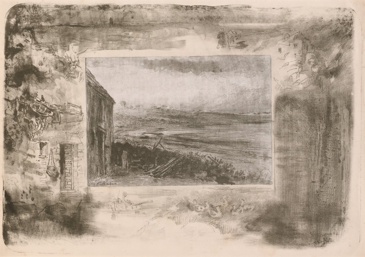 Kalastajan mökki, 1892. tekijältä Felix Hilaire Buhot