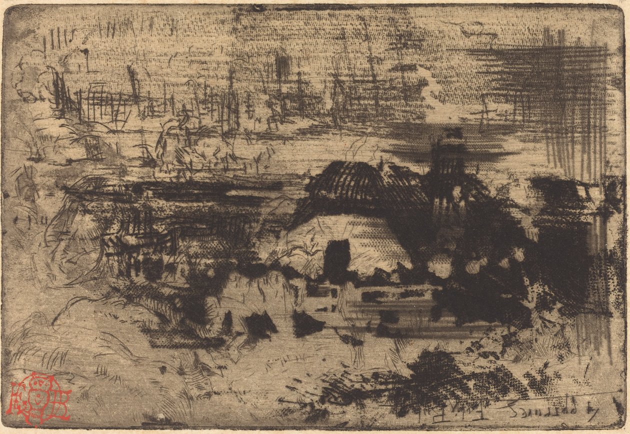 englantilaiset mökit, c. 1879. tekijältä Felix Hilaire Buhot