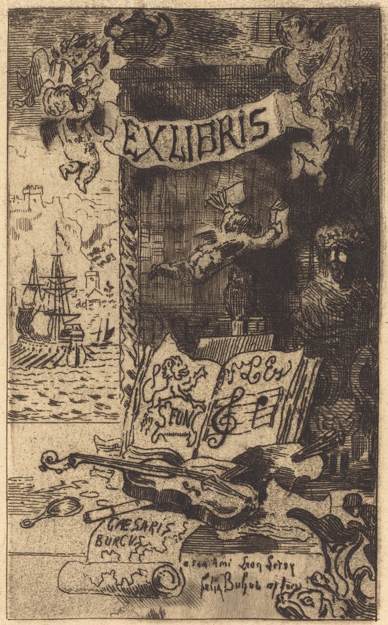 Ex-libris de Léon Lerey Ex-libris de Leon Lerey, 1875-1877. finlandès tekijältä Felix Hilaire Buhot