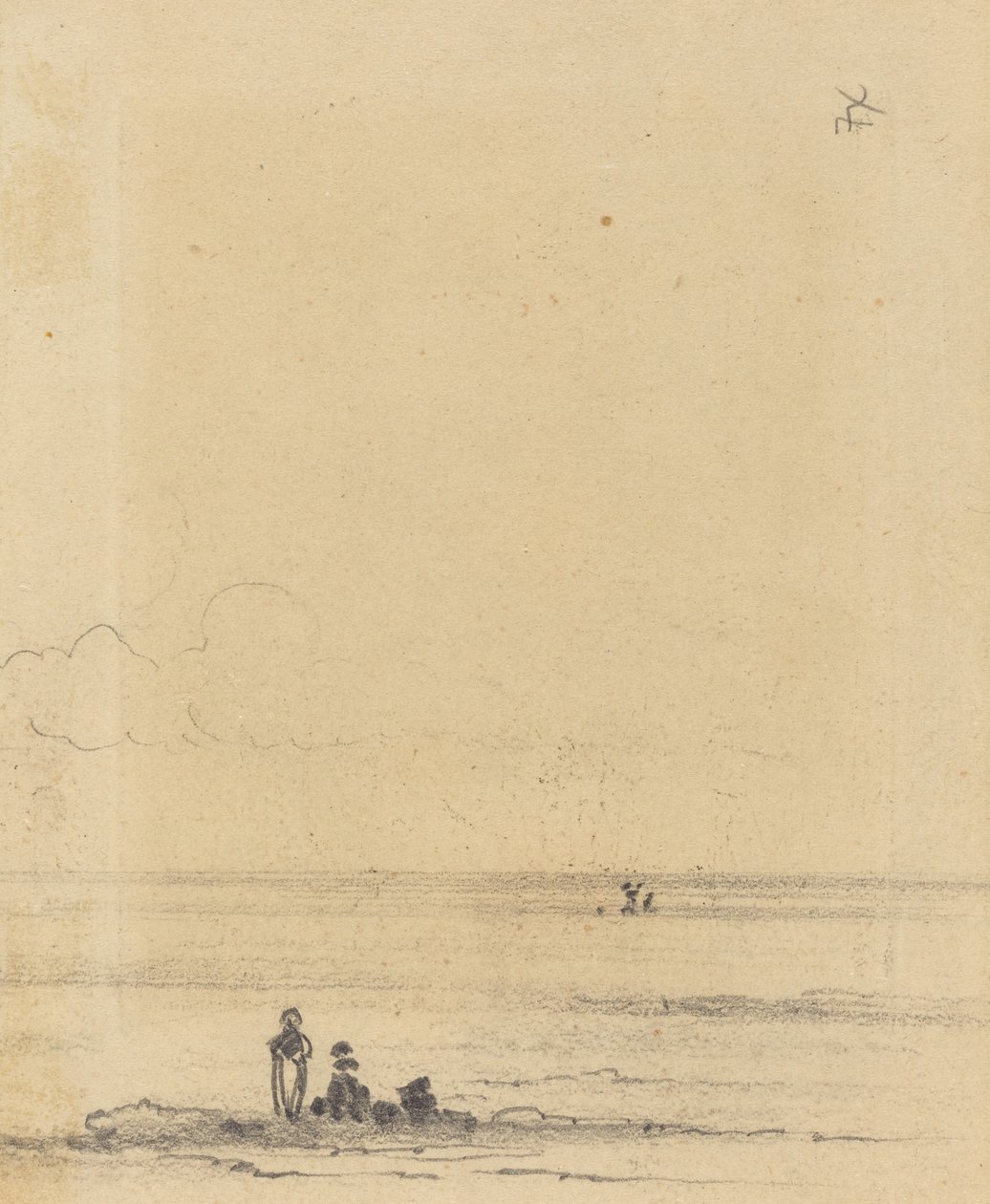 Figuurit rannalla [verso], c. 1875. tekijältä Felix Hilaire Buhot