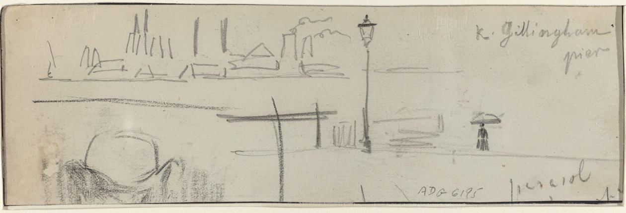 Gillingham Pier, Lontoo [verso], n. 1884. tekijältä Felix Hilaire Buhot