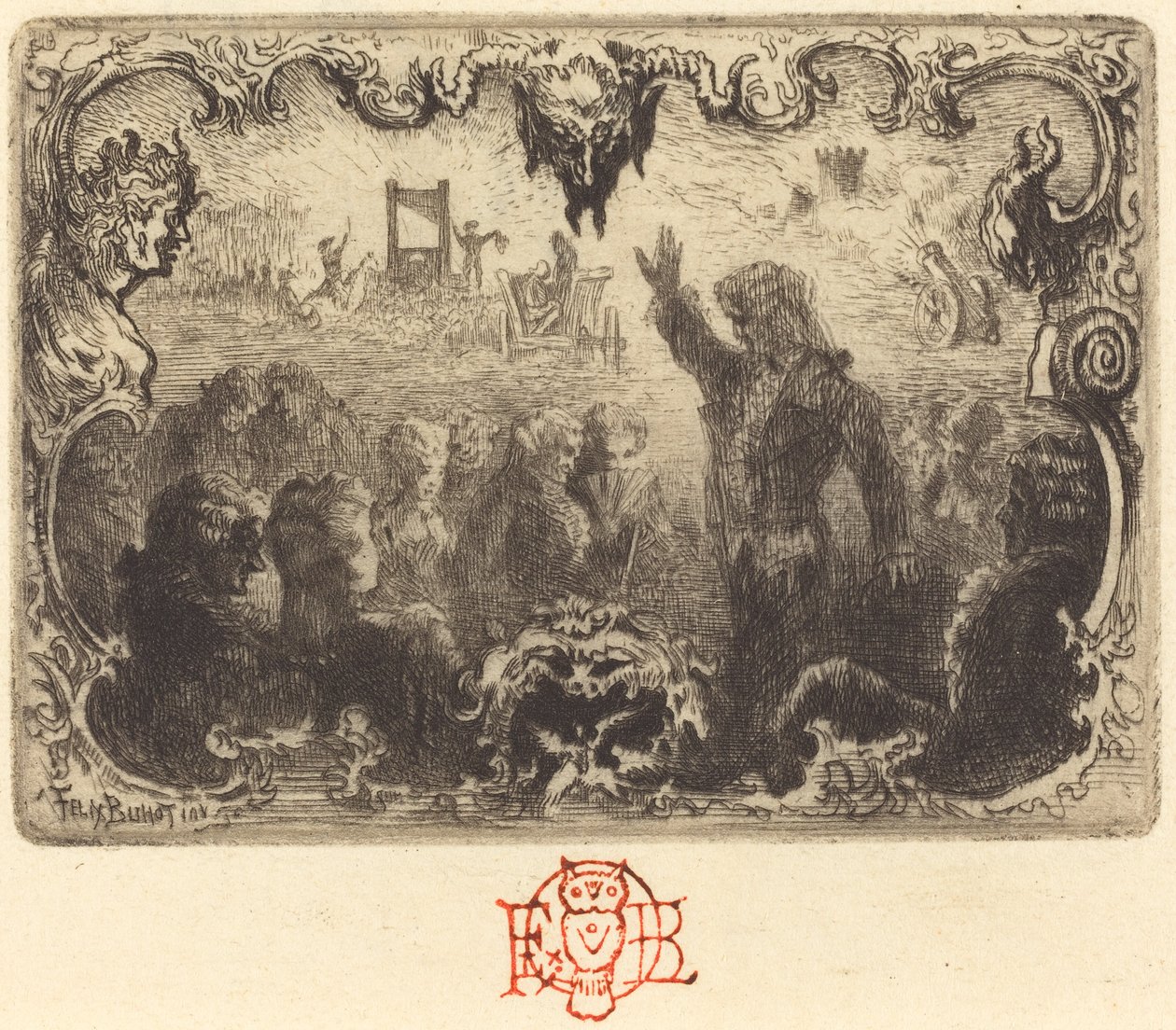 Jacques Cazotten The Devil in Love, 3. vinjetti, 1878. tekijältä Felix Hilaire Buhot