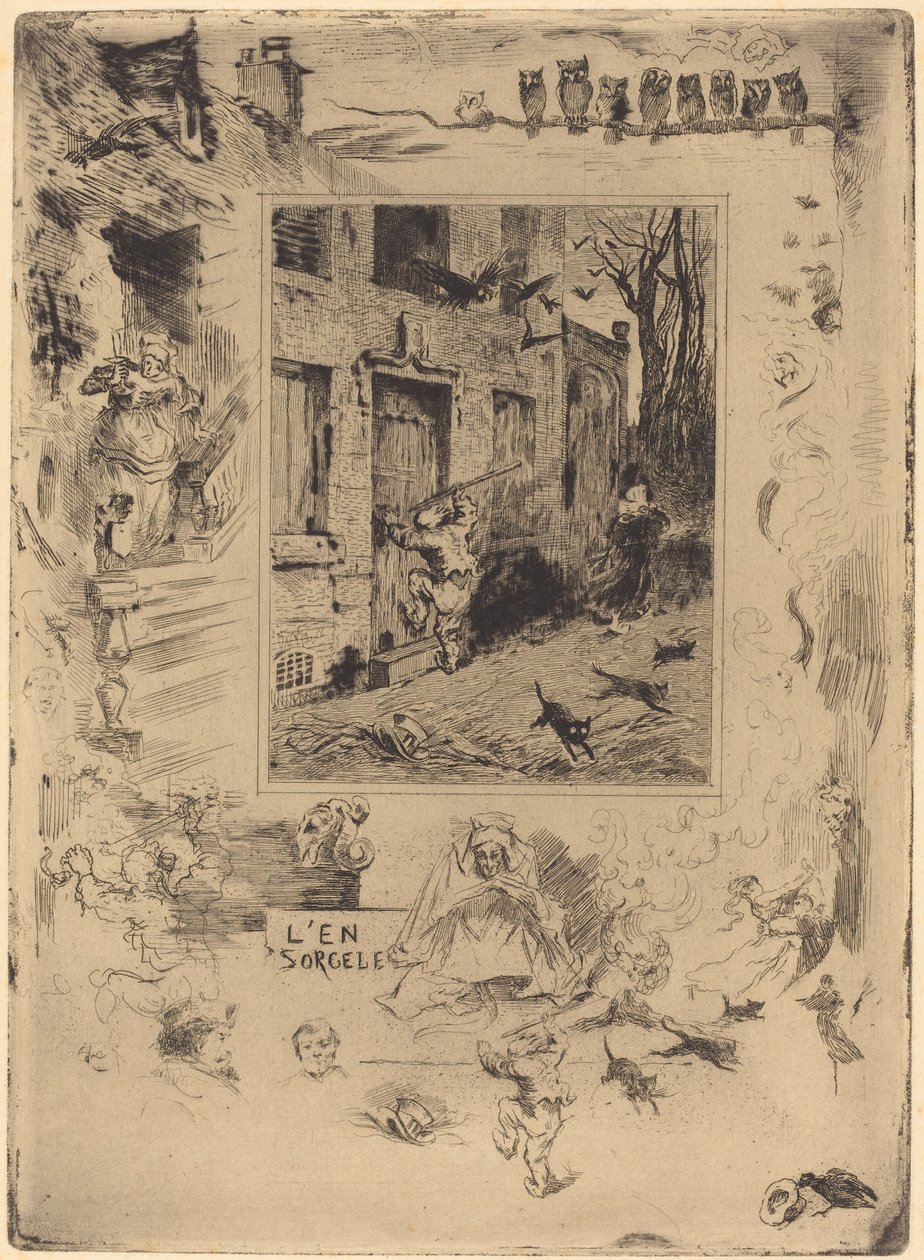 La Maison Maudite The House of the Damned, n. 18831885. tekijältä Felix Hilaire Buhot