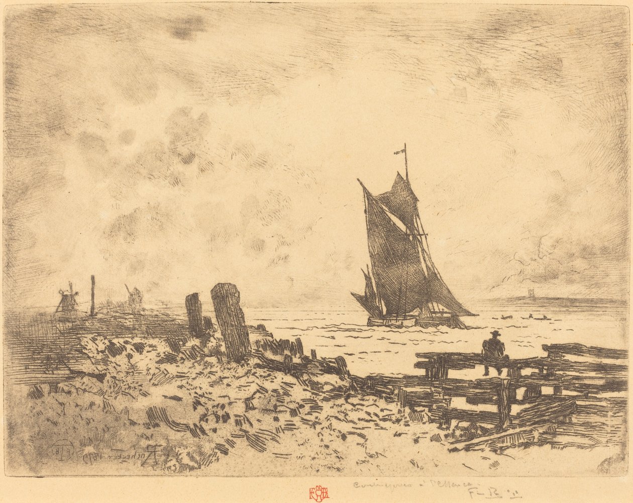 La Petite Marine - Medwayn matkamuisto (vastavarma) tekijältä Felix Hilaire Buhot