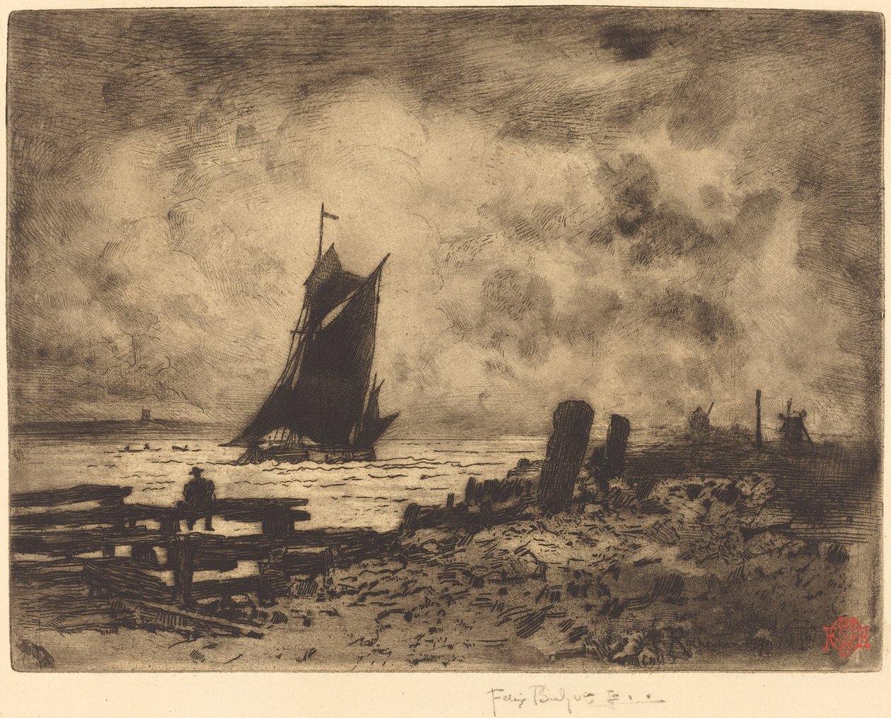 La Petite Marine - Matkamuisto Medwaysta, 1879. tekijältä Felix Hilaire Buhot