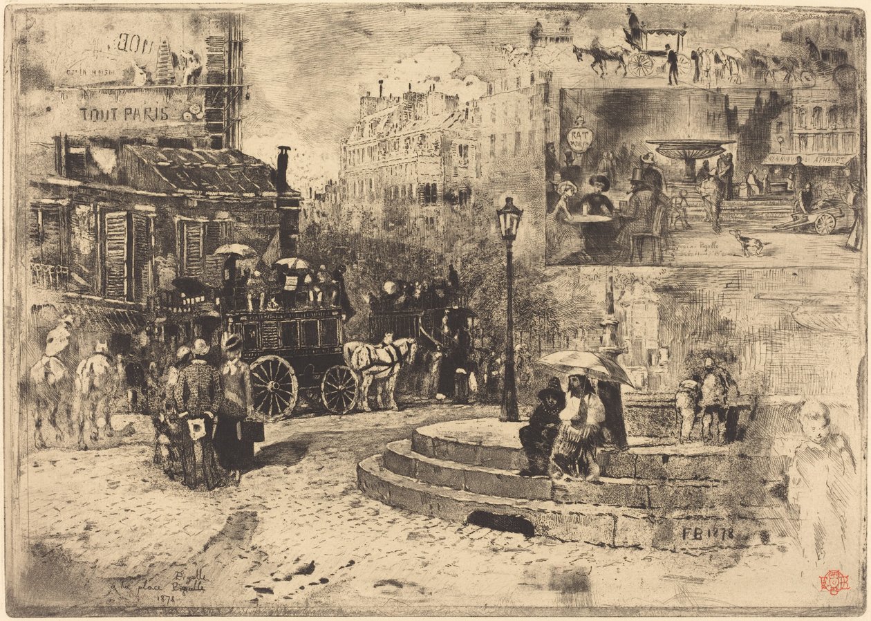 Place Pigalle vuonna 1878 (Place Pigalle vuonna 1878) tekijältä Felix Hilaire Buhot
