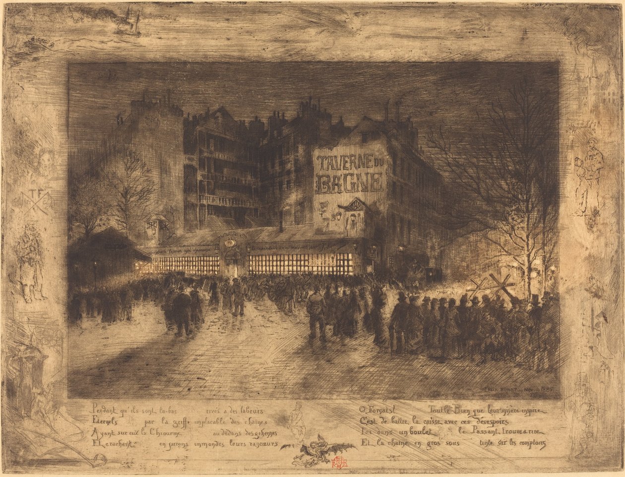 Place des Martyrs ja Jailhouse Tavern tekijältä Felix Hilaire Buhot