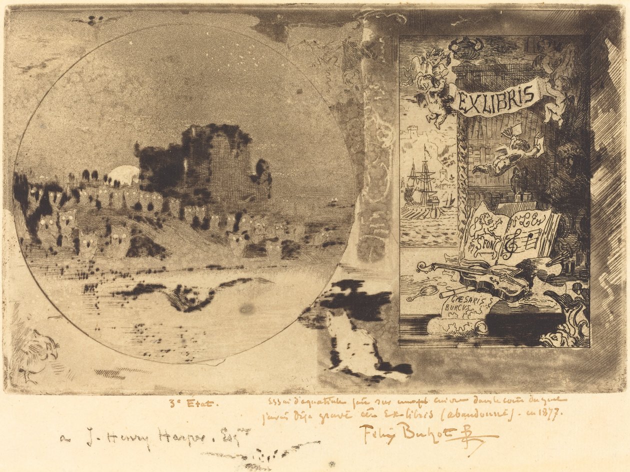 Le Château des hiboux -pöllöjen linna, 1877-1887. tekijältä Felix Hilaire Buhot
