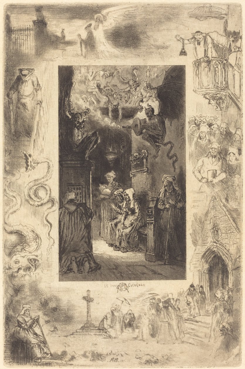 Cucugnanin hoito Cucugnanin kirkkoherra, n. 1885. tekijältä Felix Hilaire Buhot