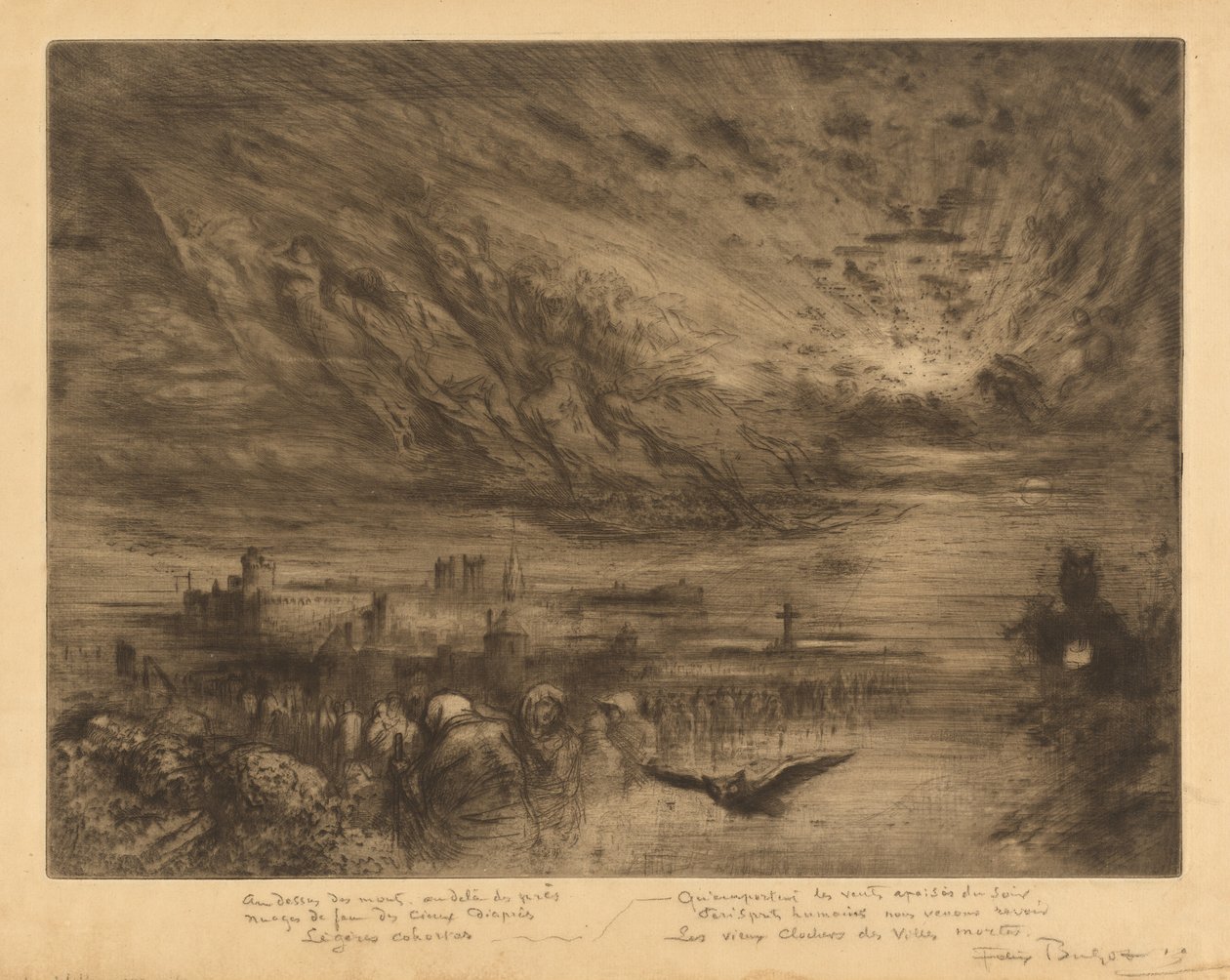 Les Esprits des Villes Mortes Spirits from the Cities of the Dead, 1885. tekijältä Felix Hilaire Buhot