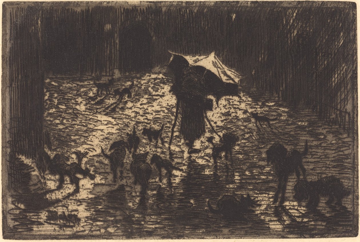 Les Noctambules The Night Prowlers, 18761877. tekijältä Felix Hilaire Buhot