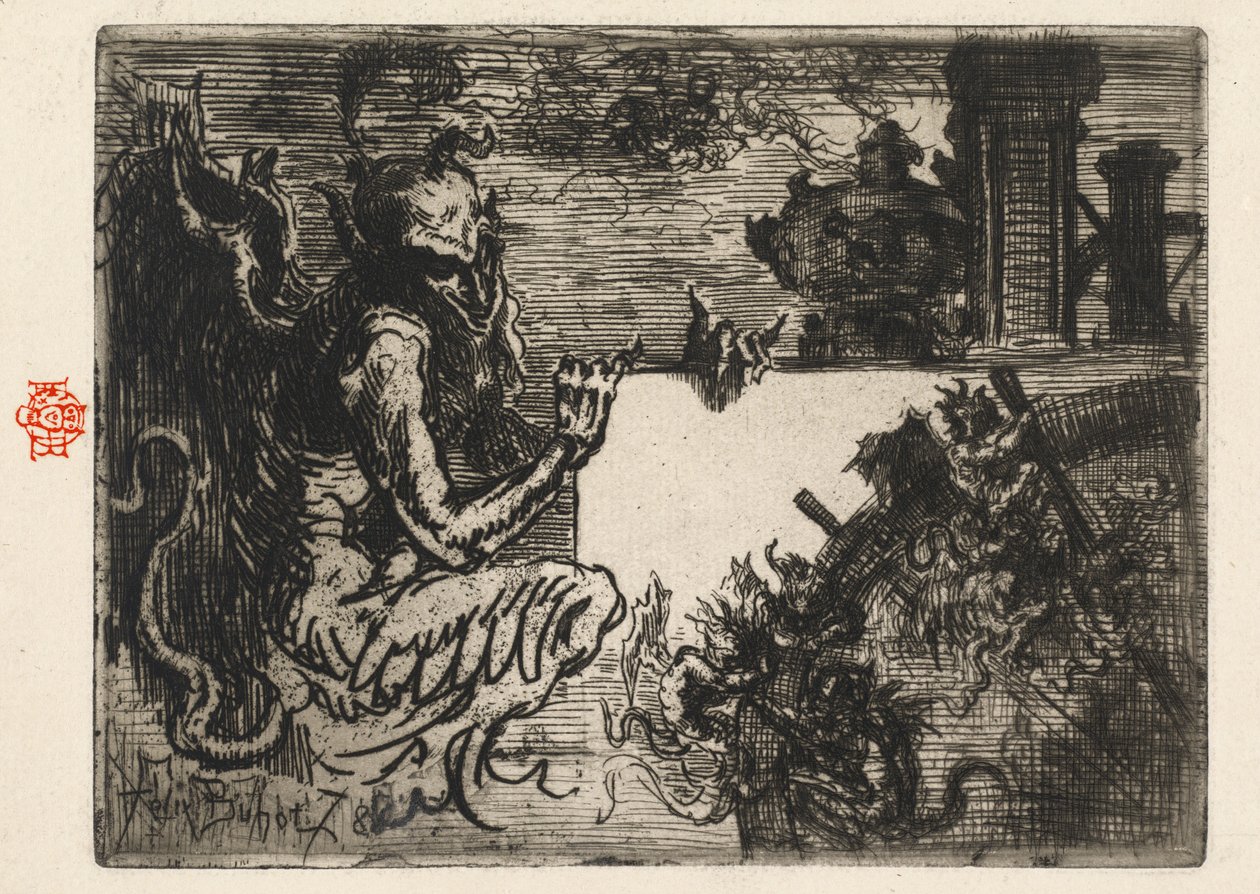 Demonitulostin, 1878. tekijältä Felix Hilaire Buhot