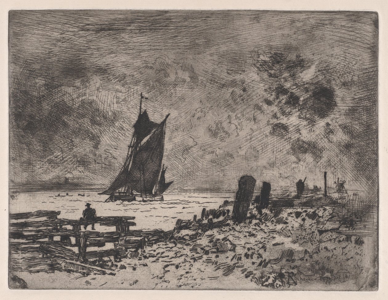 Pikku merijalkaväki – Medwayn matkamuisto, 1879. tekijältä Felix Hilaire Buhot