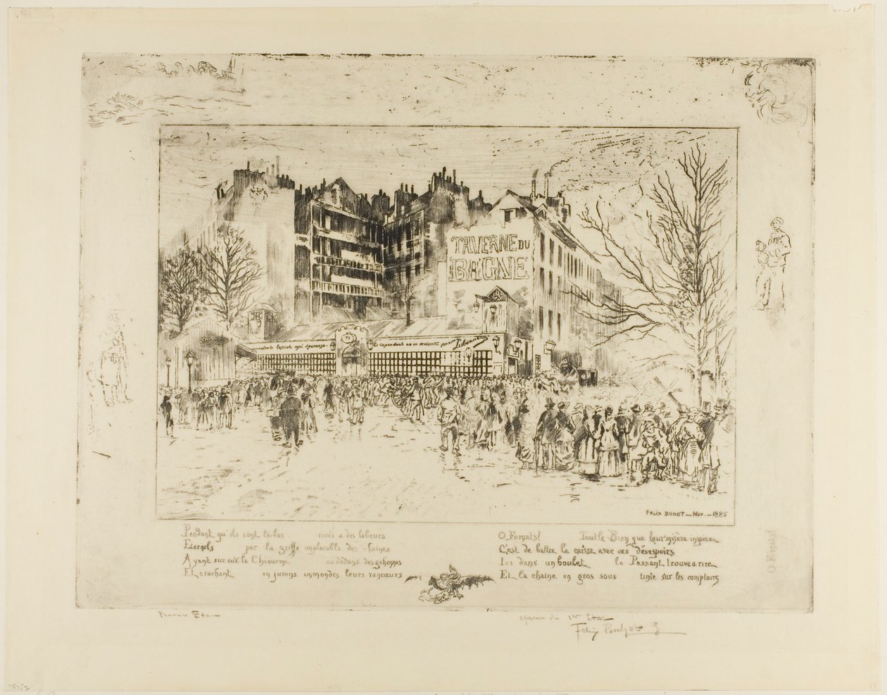 Place des Martyrs ja Jailhouse Tavern tekijältä Felix Hilaire Buhot