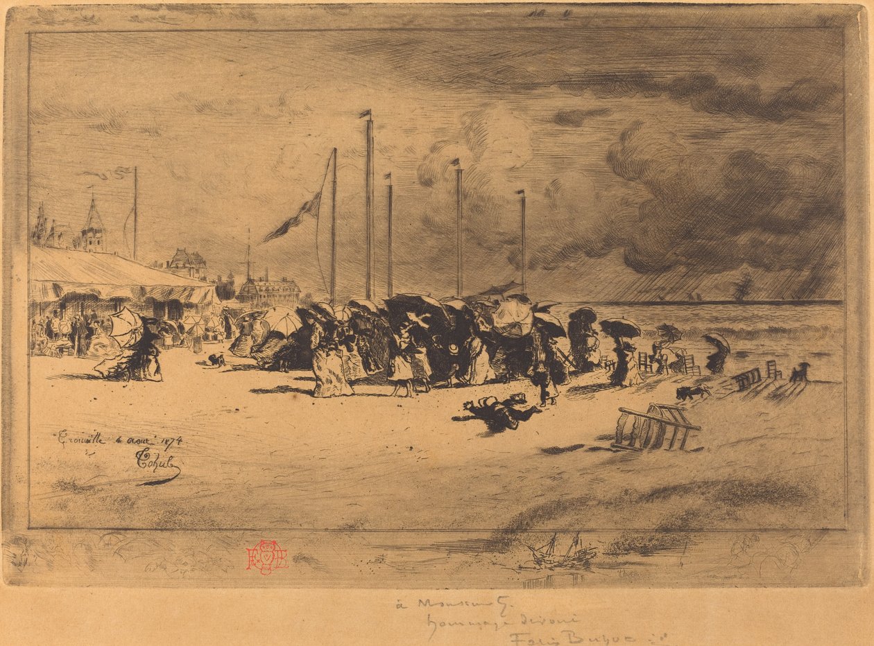 Un Grain à Trouville Squall at Trouville, 18741875. tekijältä Felix Hilaire Buhot