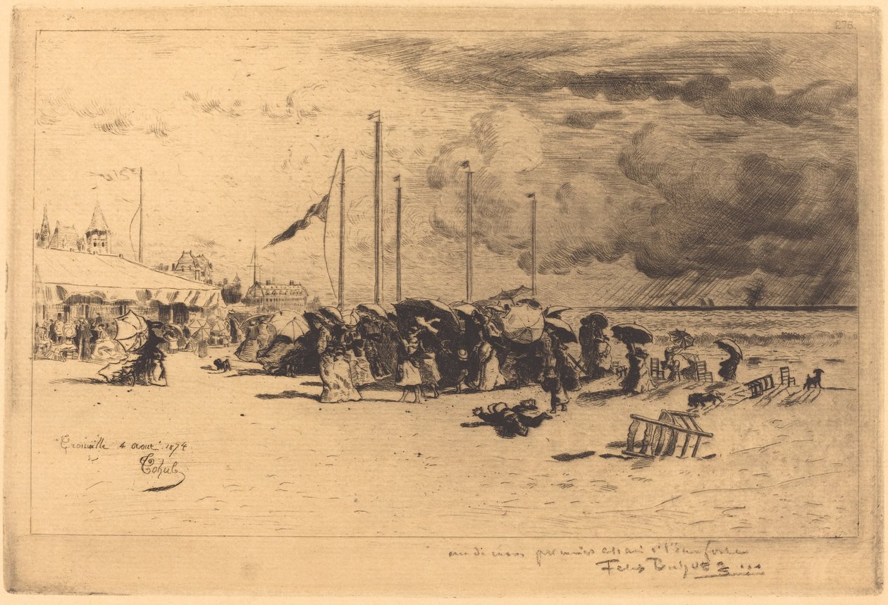Un Grain à Trouville Squall at Trouville, 18741875. tekijältä Felix Hilaire Buhot