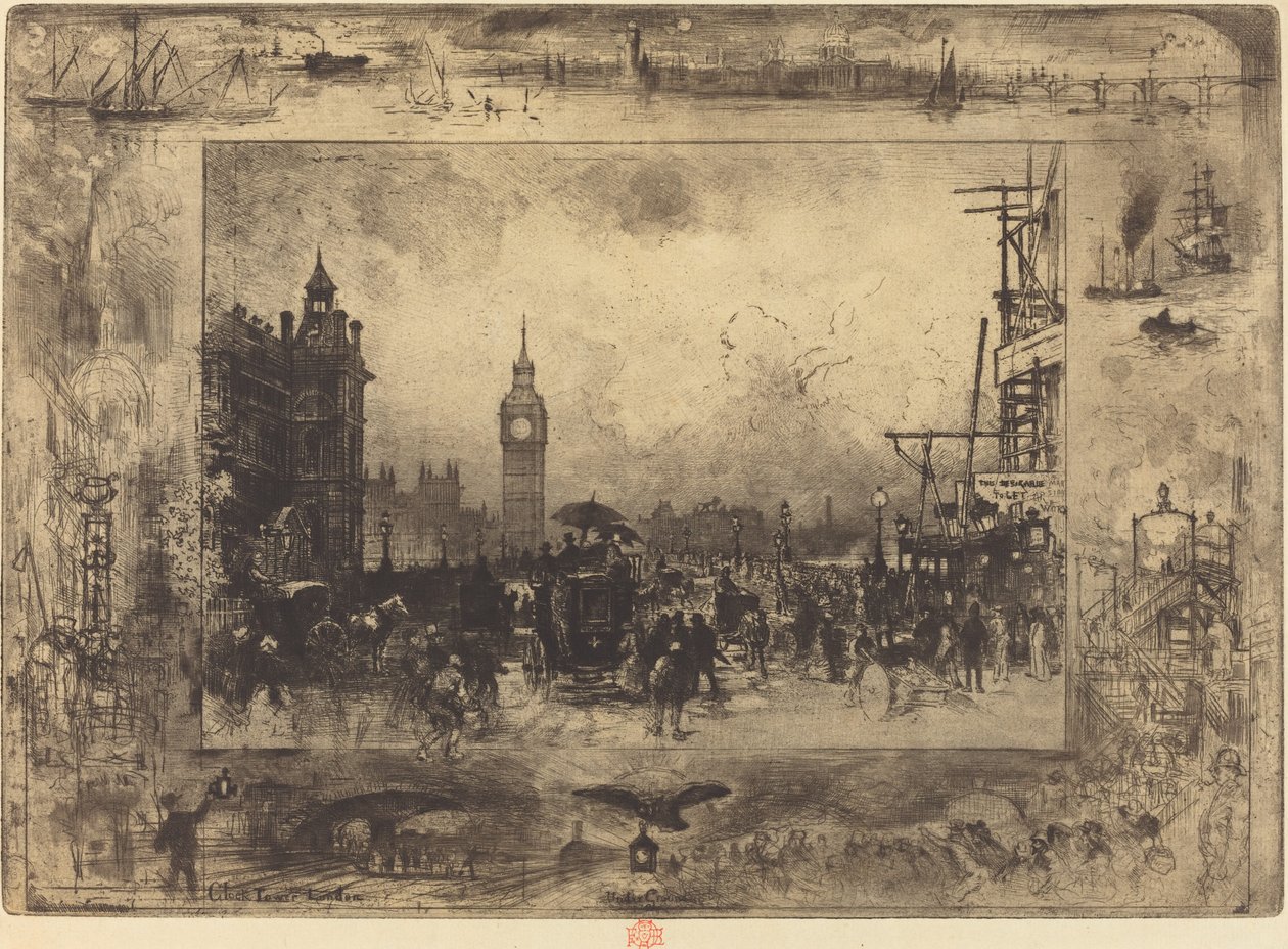 Westminster Bridge, 1884. tekijältä Felix Hilaire Buhot