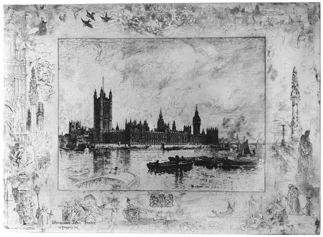 Westminsterin palatsi, 1870-1900 1924 tekijältä Felix Hilaire Buhot