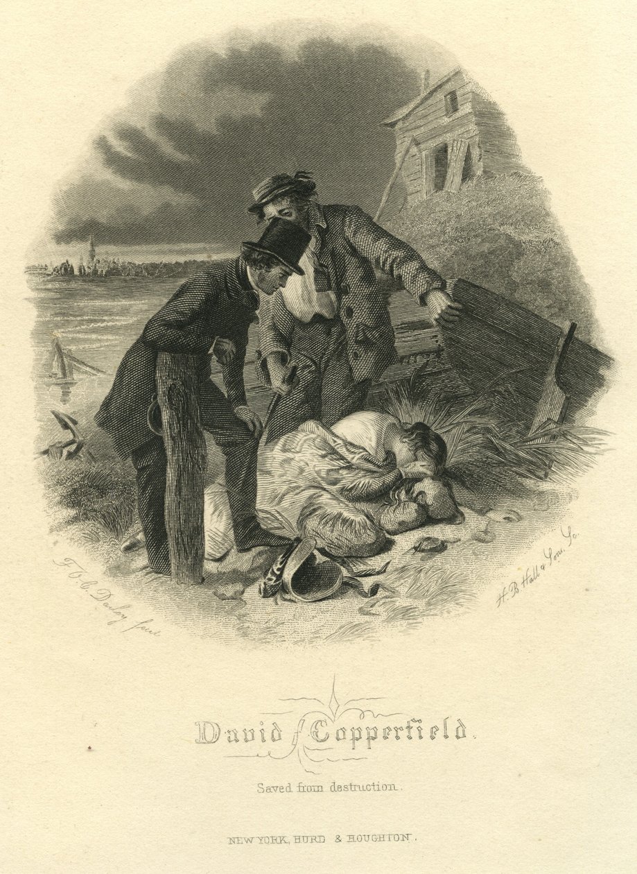 David Copperfield: Pelastettu tuholta, kaiverrus H.B. Hall und Sons, 1867 tekijältä Felix Octavius Carr Darley