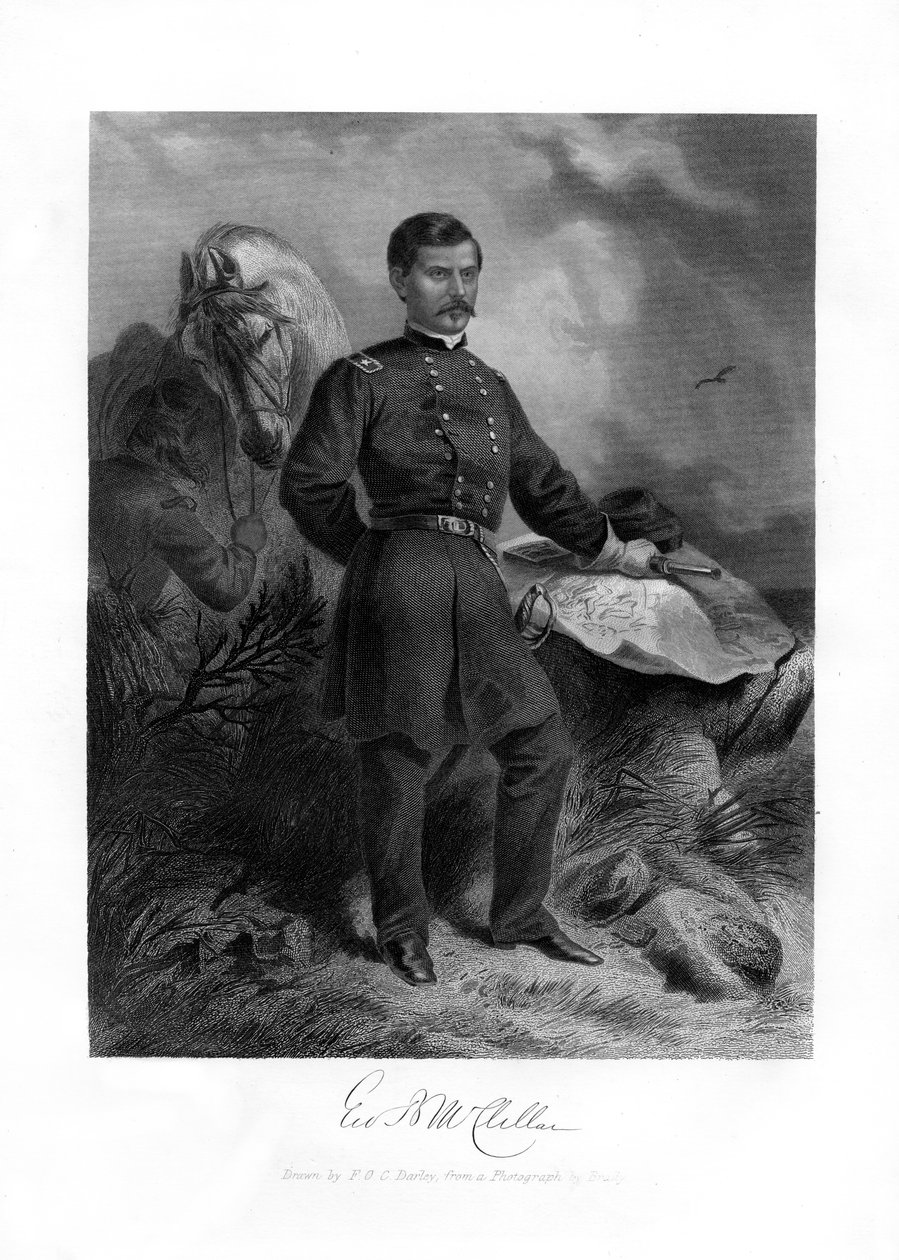 Kenraali GB McClellan, Yhdysvaltain sisällissodan kenraalimajuri, 1862-1867. tekijältä Felix Octavius Carr Darley