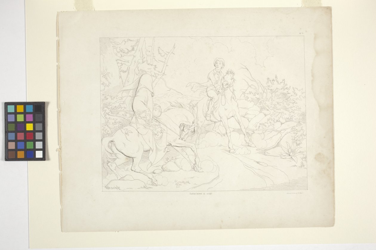 Kuvia Sleepy Hollowin legendasta, levy 5 (litografia) tekijältä Felix Octavius Carr Darley