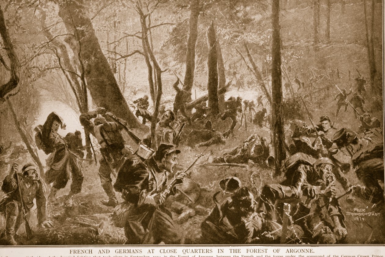 Ranskalaiset ja saksalaiset läheltä Argonnen metsässä, 1914-1919 tekijältä Felix Schwormstadt