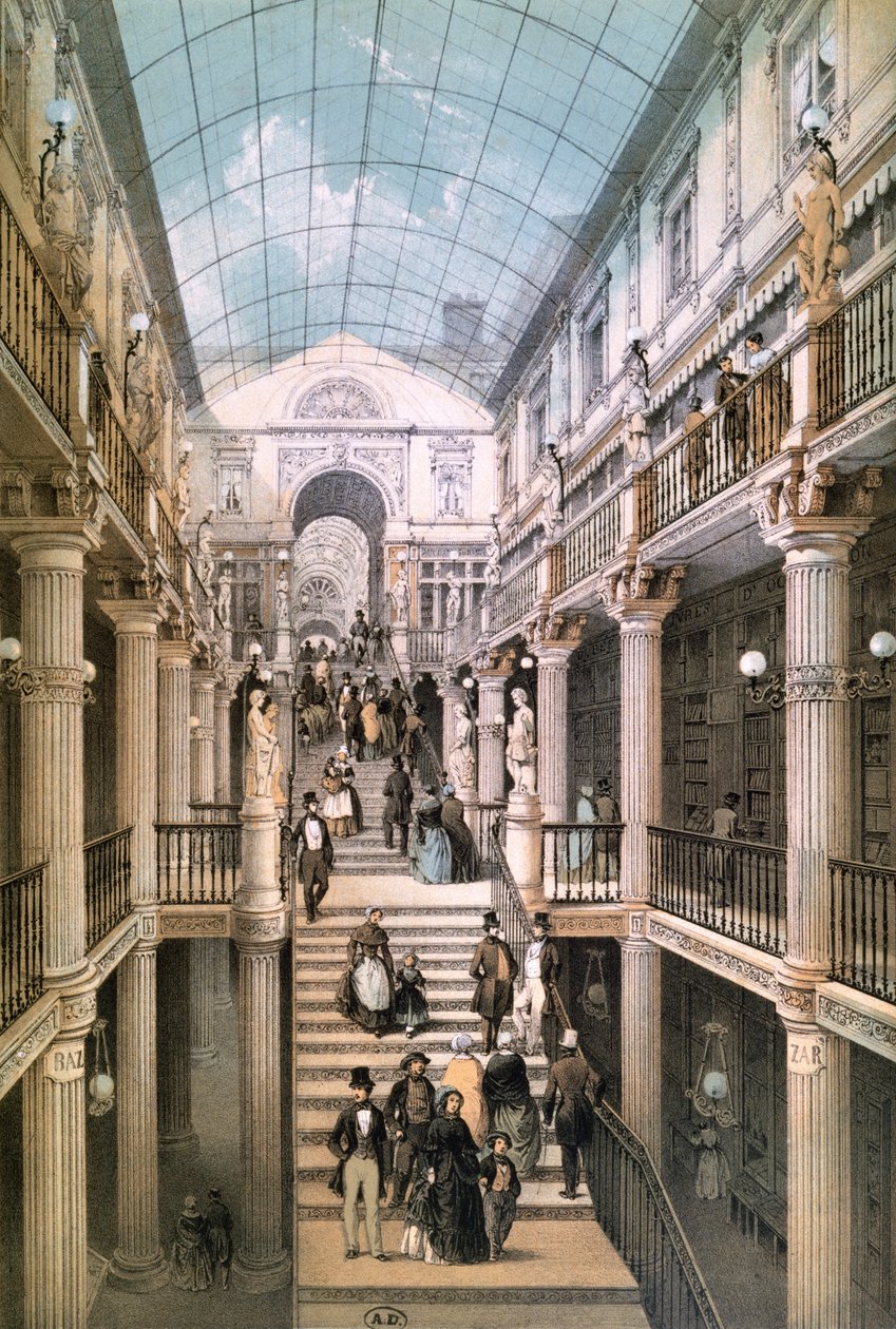 Passage Pommeraye Nantesissa, noin 1843 tekijältä Felix after Benoist