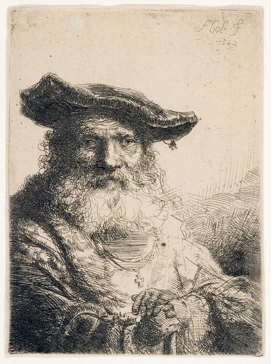 Vanhus leijuvalla partalla, 1642 tekijältä Ferdinand Bol