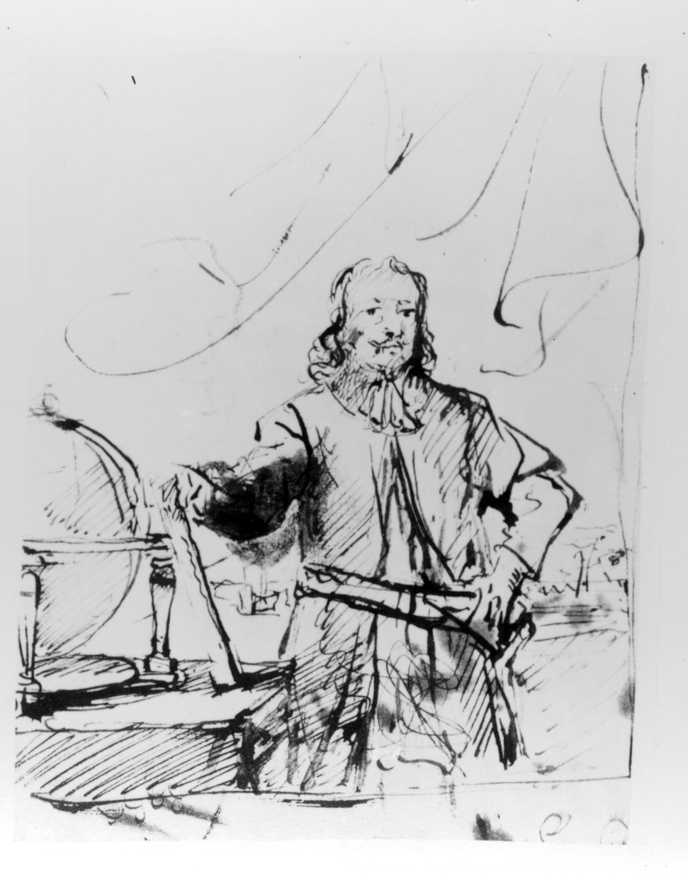 Tutkimus amiraali Michiel de Ruyterin muotokuvaa varten, 1667 (kynä ja muste) tekijältä Ferdinand Bol