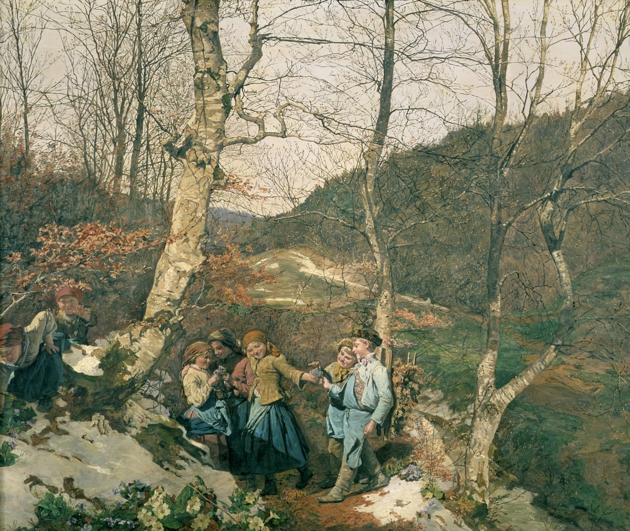 Varhainen kevät Wienin metsässä (The Violet Pickers) tekijältä Ferdinand Georg Waldmuller