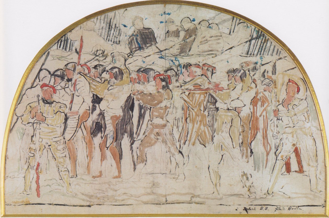 Kompositionsstudie zum Ruckzug von Marignanon tekijältä Ferdinand Hodler