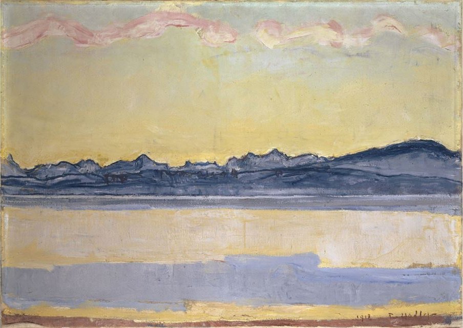 Mont-Blanc ja vaaleanpunainen pilvi tekijältä Ferdinand Hodler
