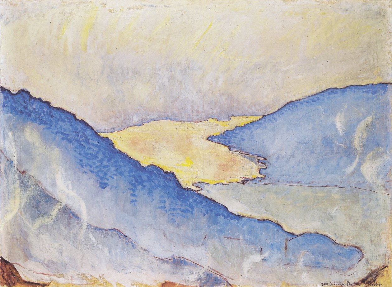 Iltasumua Thun-järvellä tekijältä Ferdinand Hodler