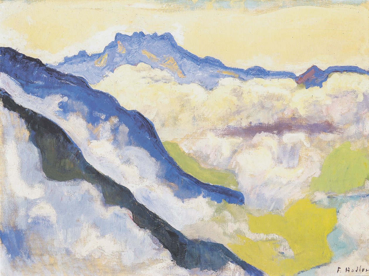 Die Dents du Midi von Caux aus tekijältä Ferdinand Hodler