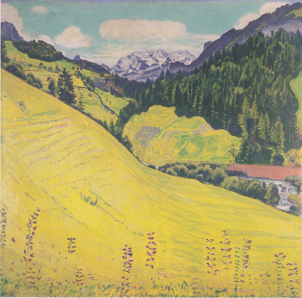 Kiental mit Blümlisalp tekijältä Ferdinand Hodler