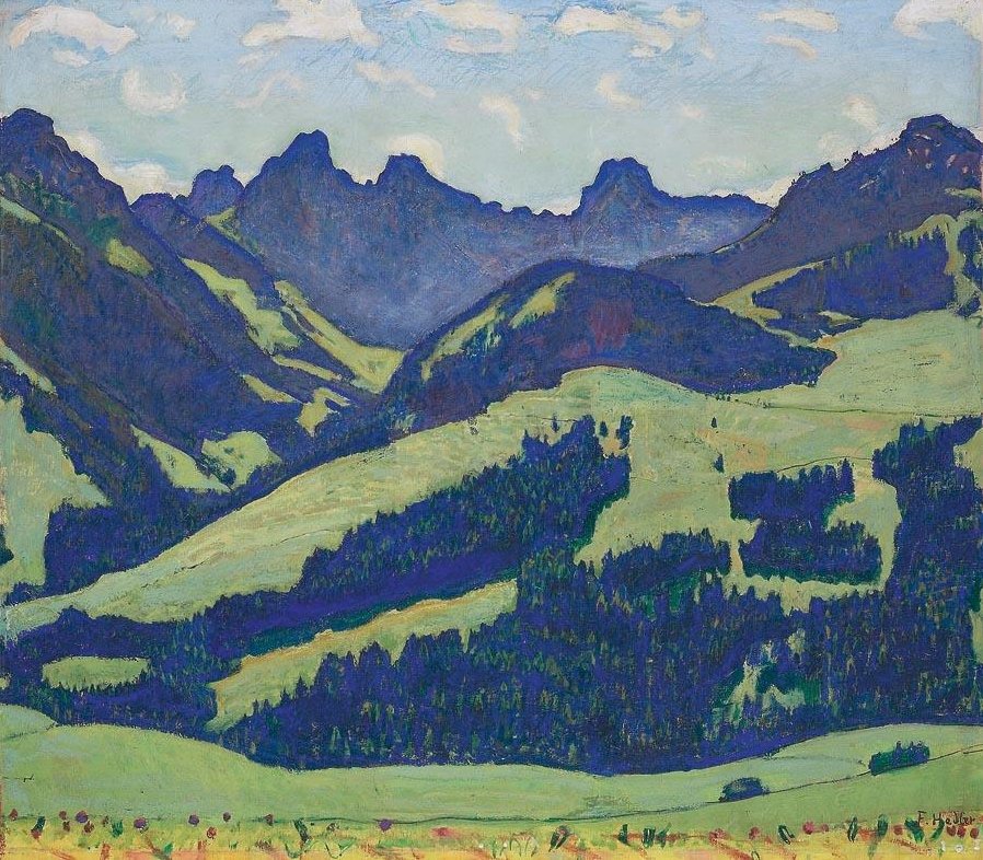 Maisema lähellä Château dOexia tekijältä Ferdinand Hodler