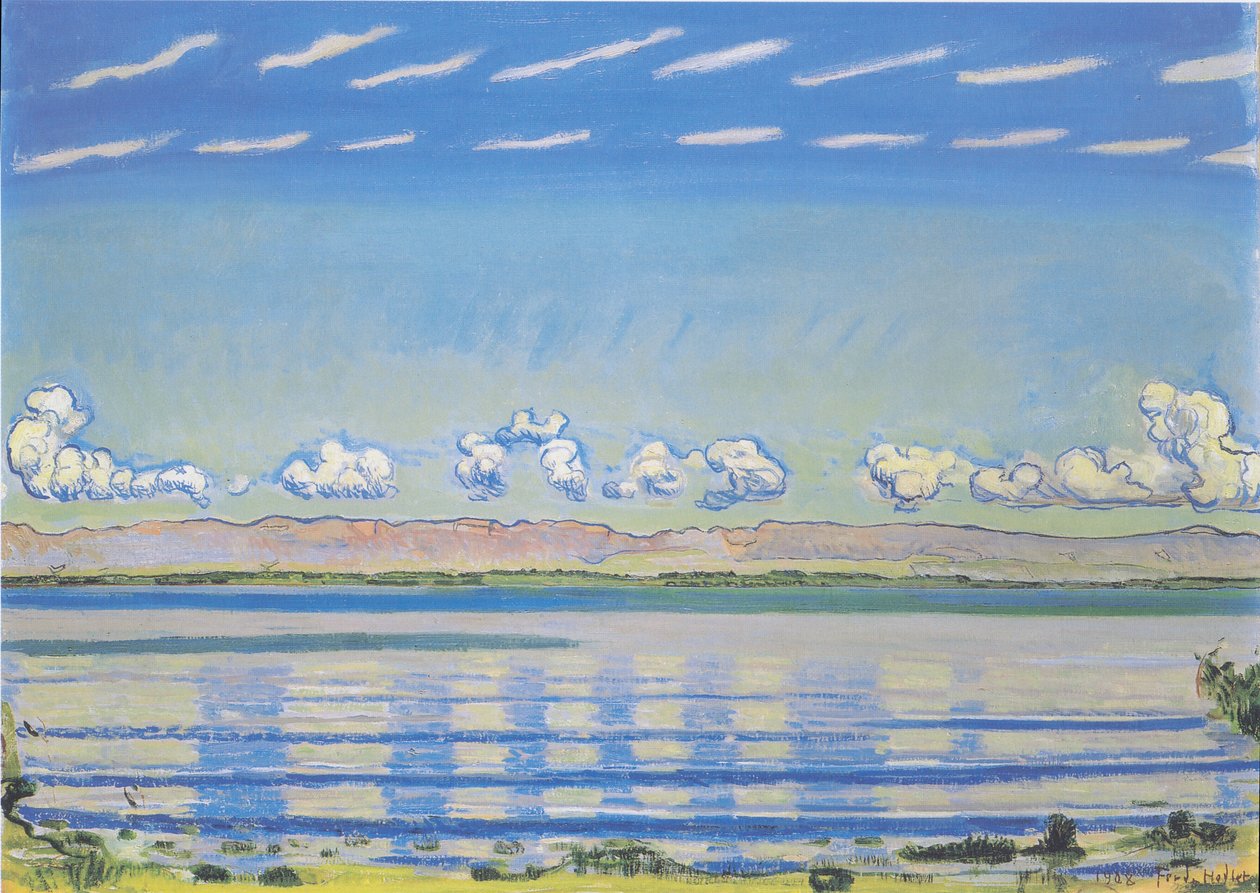 Rytmikäs maisema Genevenjärvellä tekijältä Ferdinand Hodler