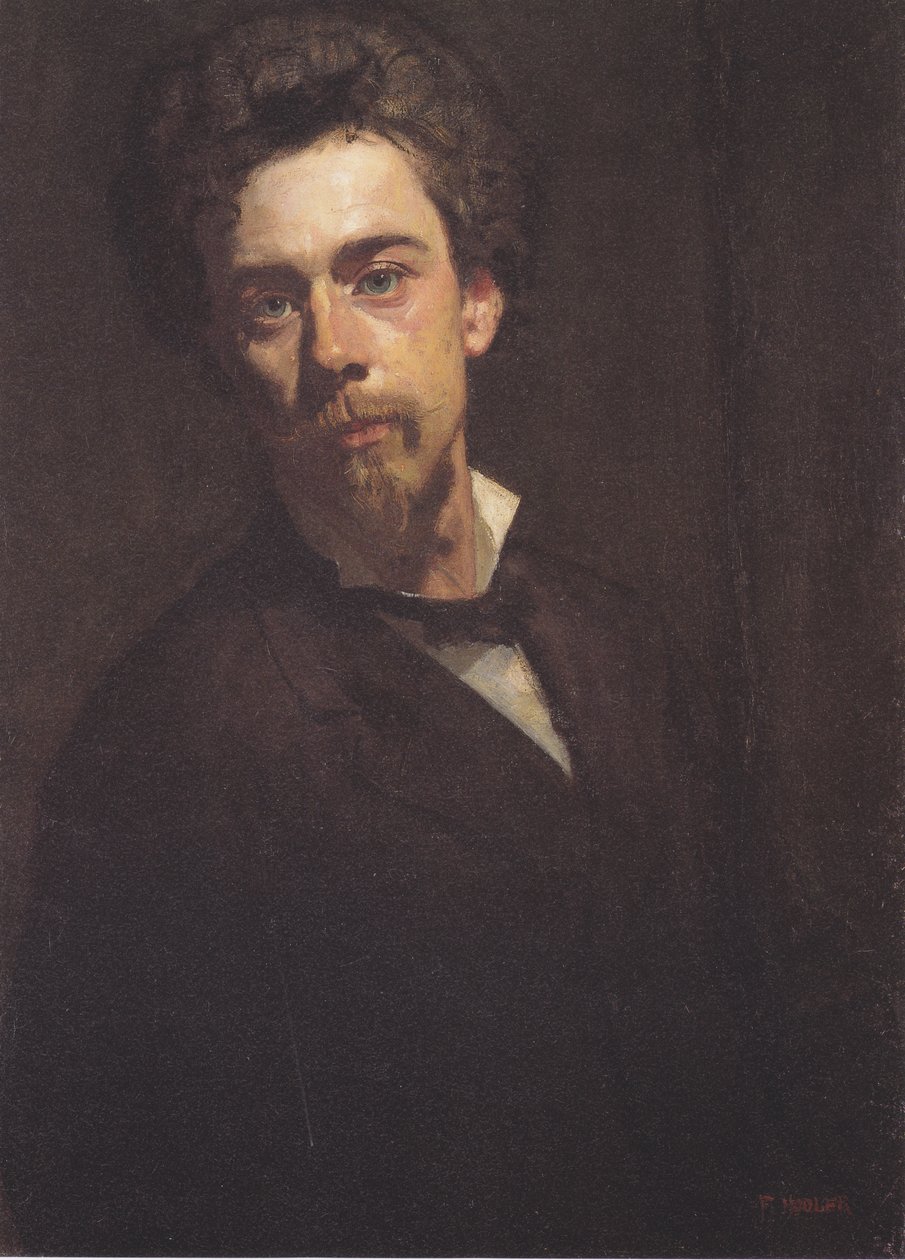 Omakuva pystykauluksella tekijältä Ferdinand Hodler