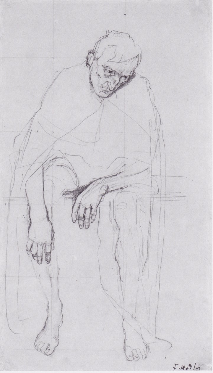 Sitzender Greis - Studie zu den Enttauschten Seelen oder zu den Lebenmudenn. tekijältä Ferdinand Hodler