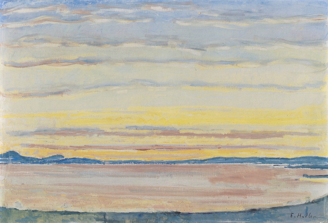 Auringonlasku Genevenjärvellä tekijältä Ferdinand Hodler