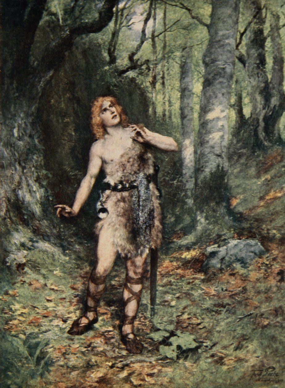 Sitten hiljaisuudessa lintu lauloi hänelle J. Walker McSpaddenin (1874-1960) "Wagnerin oopperoiden tarinoita", 1905 tekijältä Ferdinand Leeke