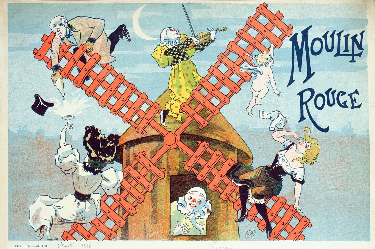 Kansi Moulin Rougen ohjelmasta, 1896 tekijältä Ferdinand Misti Mifliez
