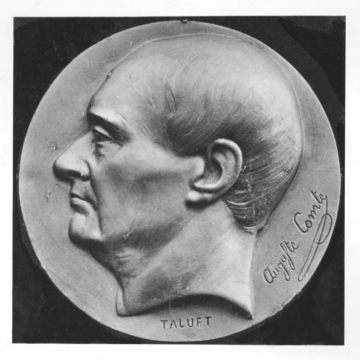 Auguste Comten mitali (marmori) tekijältä Ferdinand Taluet