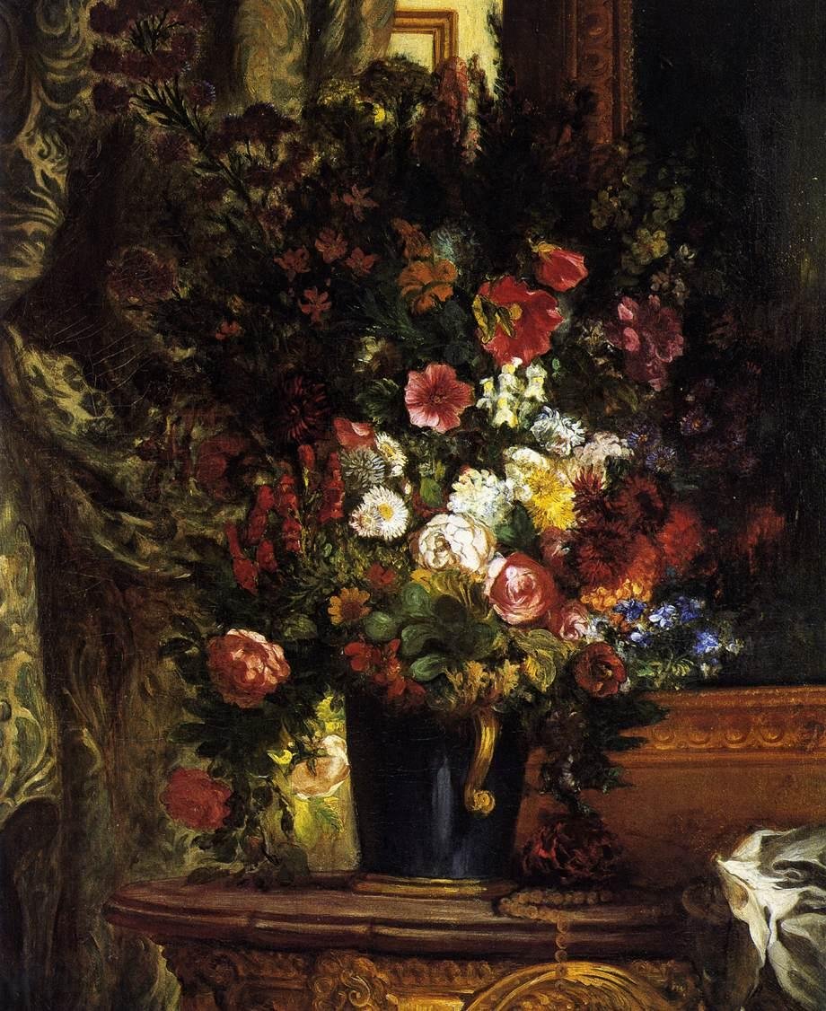 Kukkamaljakko konsolilla tekijältä Ferdinand Victor Eugene Delacroix
