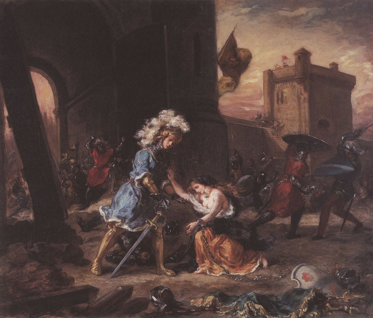 Amadis vie prinsessa Olgan Galpansin linnasta tekijältä Ferdinand Victor Eugene Delacroix