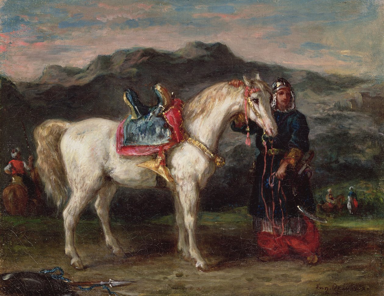 Sirkassialainen pitelee hevosta tekijältä Ferdinand Victor Eugene Delacroix