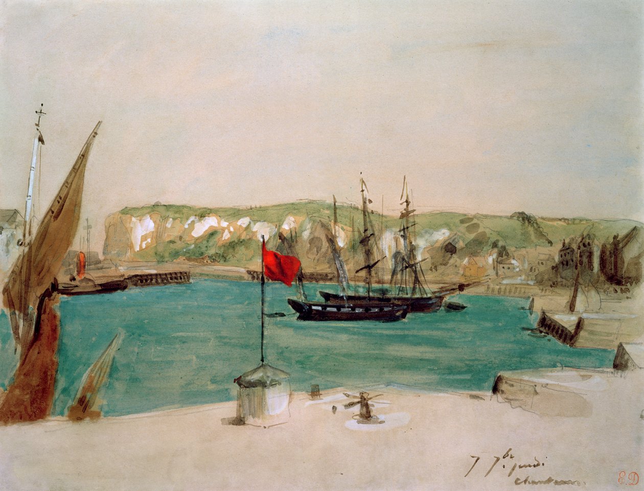 Dieppe: quai Duquesne tekijältä Ferdinand Victor Eugene Delacroix
