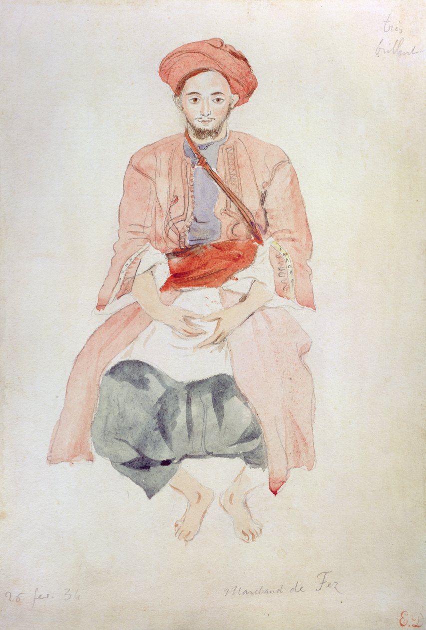 Fezin myyjä, 1834 tekijältä Ferdinand Victor Eugene Delacroix