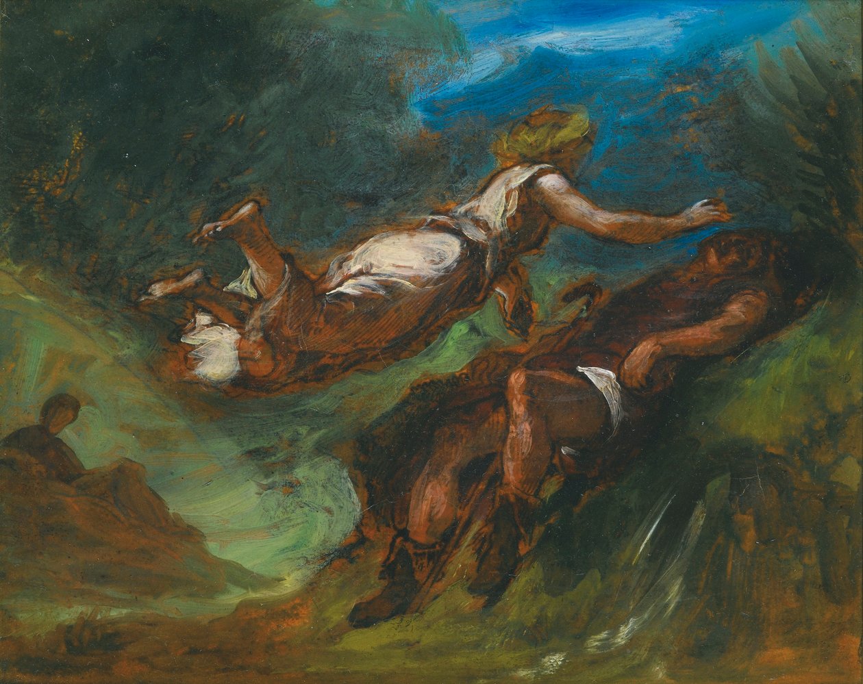Hesiodos ja muusa tekijältä Ferdinand Victor Eugene Delacroix